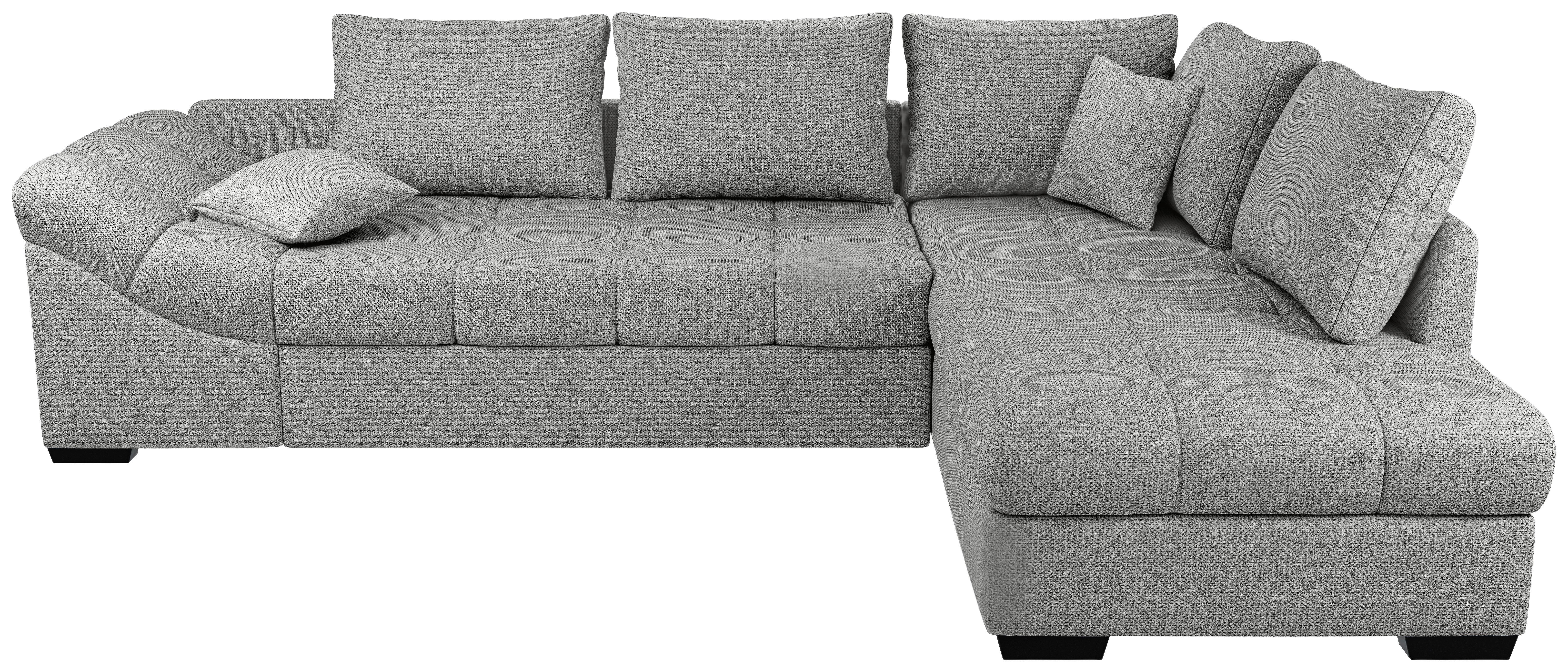 Eckschlafsofa Alvito Silberfarben S: 298x202 Cm - Silberfarben/Schwarz, MODERN, Textil (298/202cm) - MID.YOU