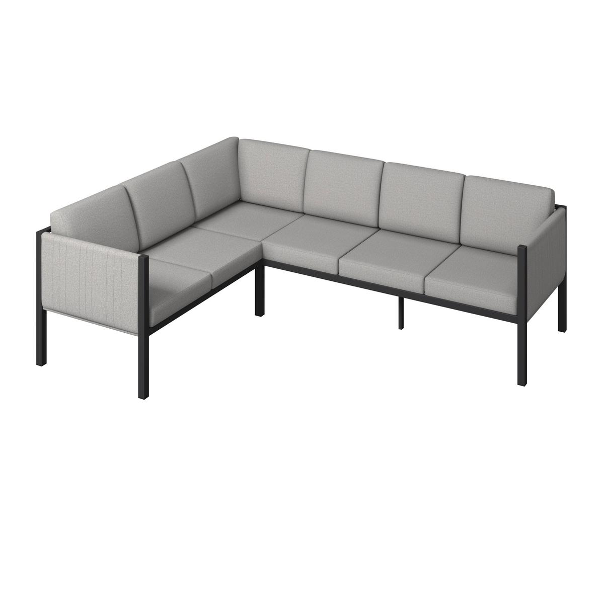 Loungegarnitur Peru - Dunkelgrau/Hellgrau, MODERN, Glas/Textil (187/241,5cm) - Beldano