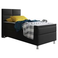 Boxspringbett Lederlook 90x210 Miami - Silberfarben/Schwarz, KONVENTIONELL, Leder/Textil (90/115/210cm) - MID.YOU