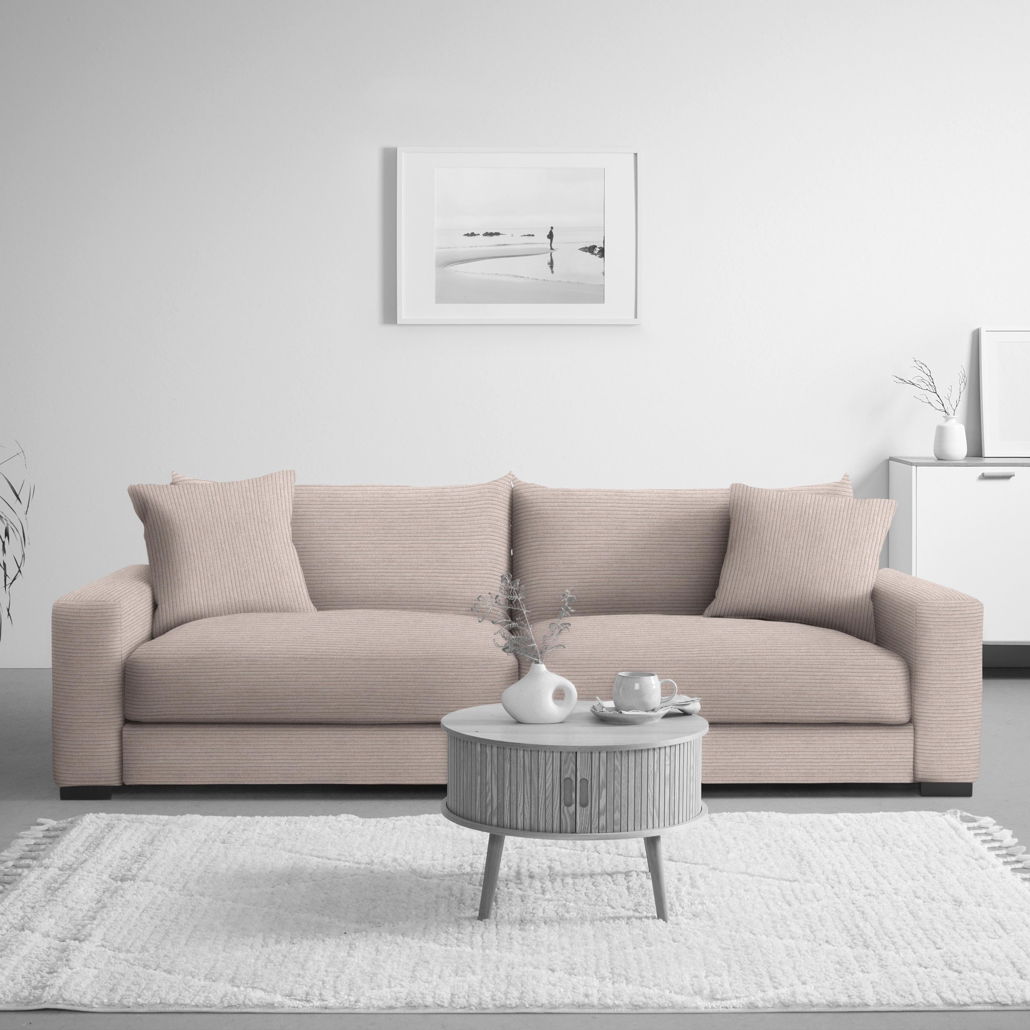 Mega pohovka PEDRO 1200, růžový manšestr - růžová, Moderní, kov/dřevo (261/83/124cm) - Mömax