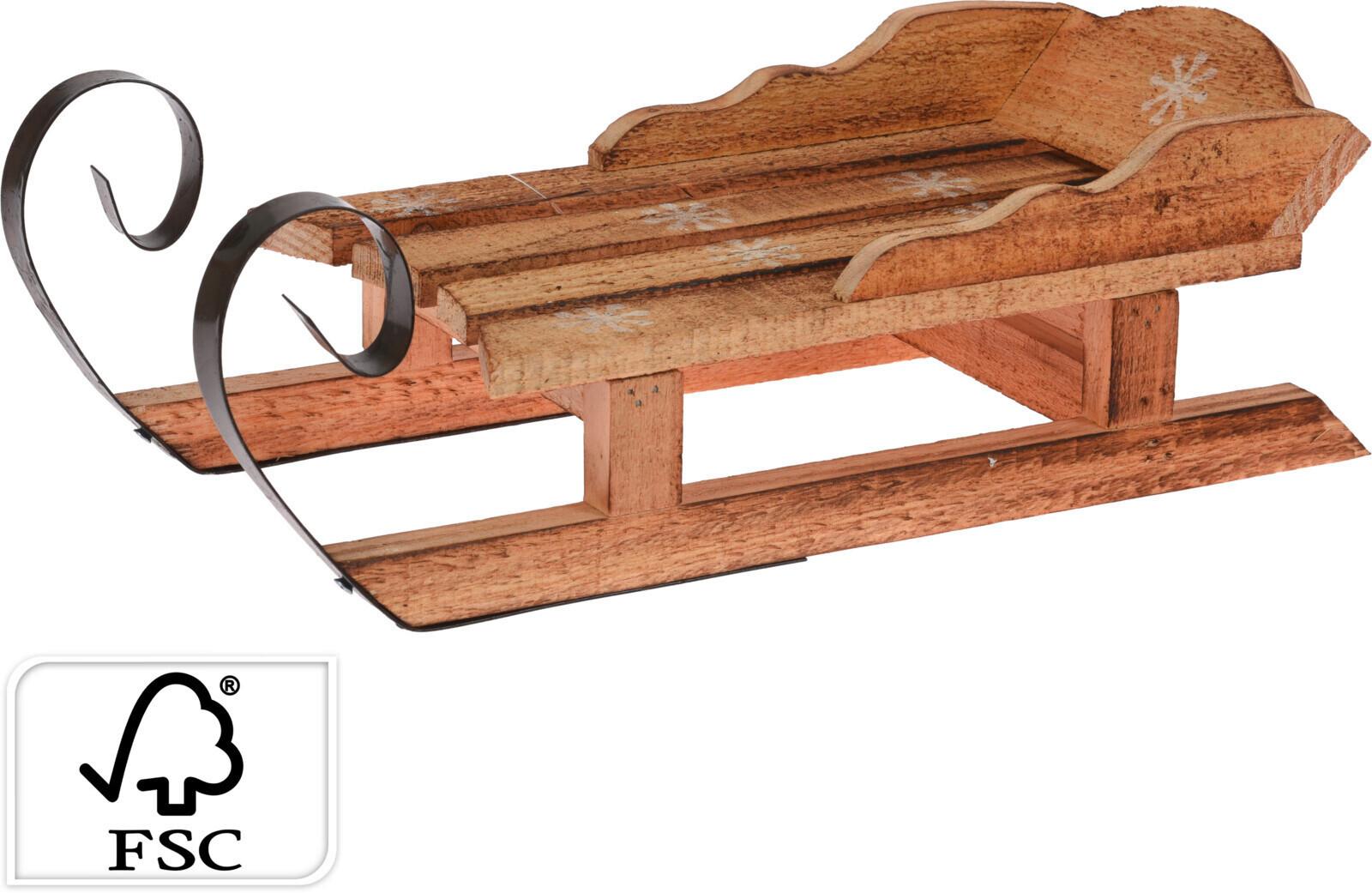 Dekoschlitten Sven - Tannenholzfarben, Basics, Holz (34/14/11cm)