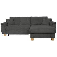 Ecksofa mit Schlaffunktion & Bettkasten Alex Dunkelgrau - Dunkelgrau/Naturfarben, MODERN, Textil (246/156cm)