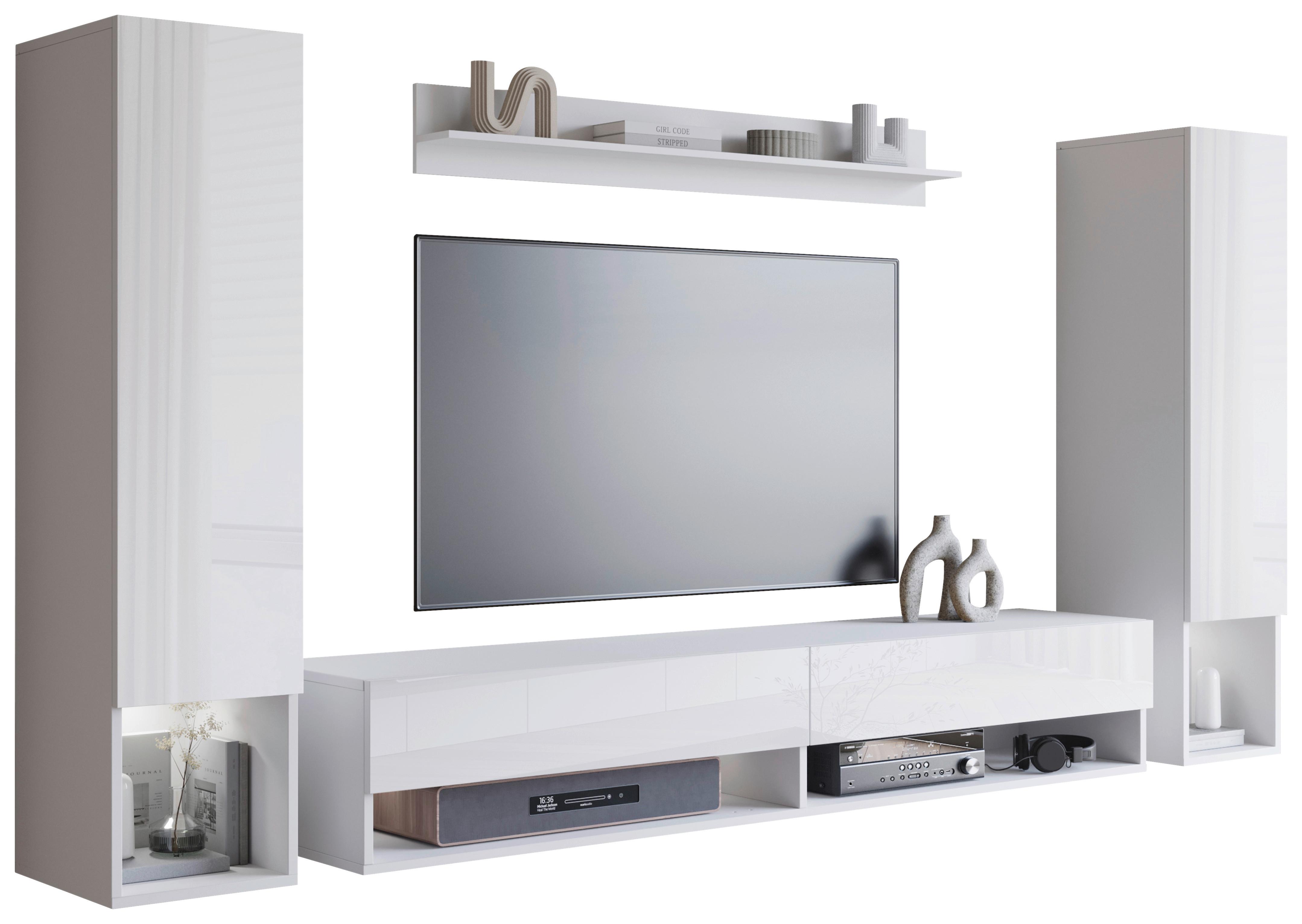 Wohnwand Amadeo Weiß/Weiß HG 4-tlg.