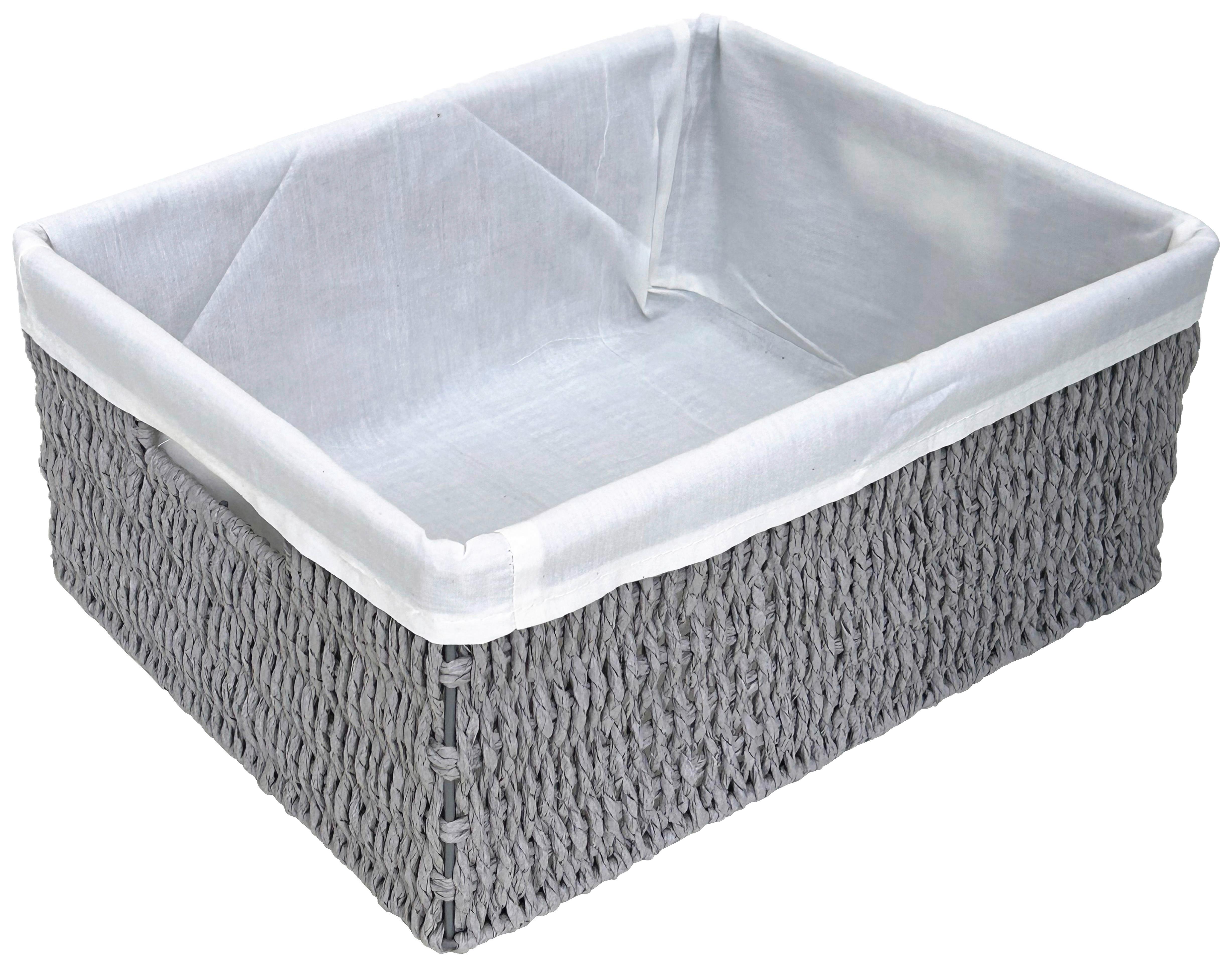 Košík na drobnosti SALLY - L - šedá/bílá, kov/textil (34/28/15cm) - Mömax