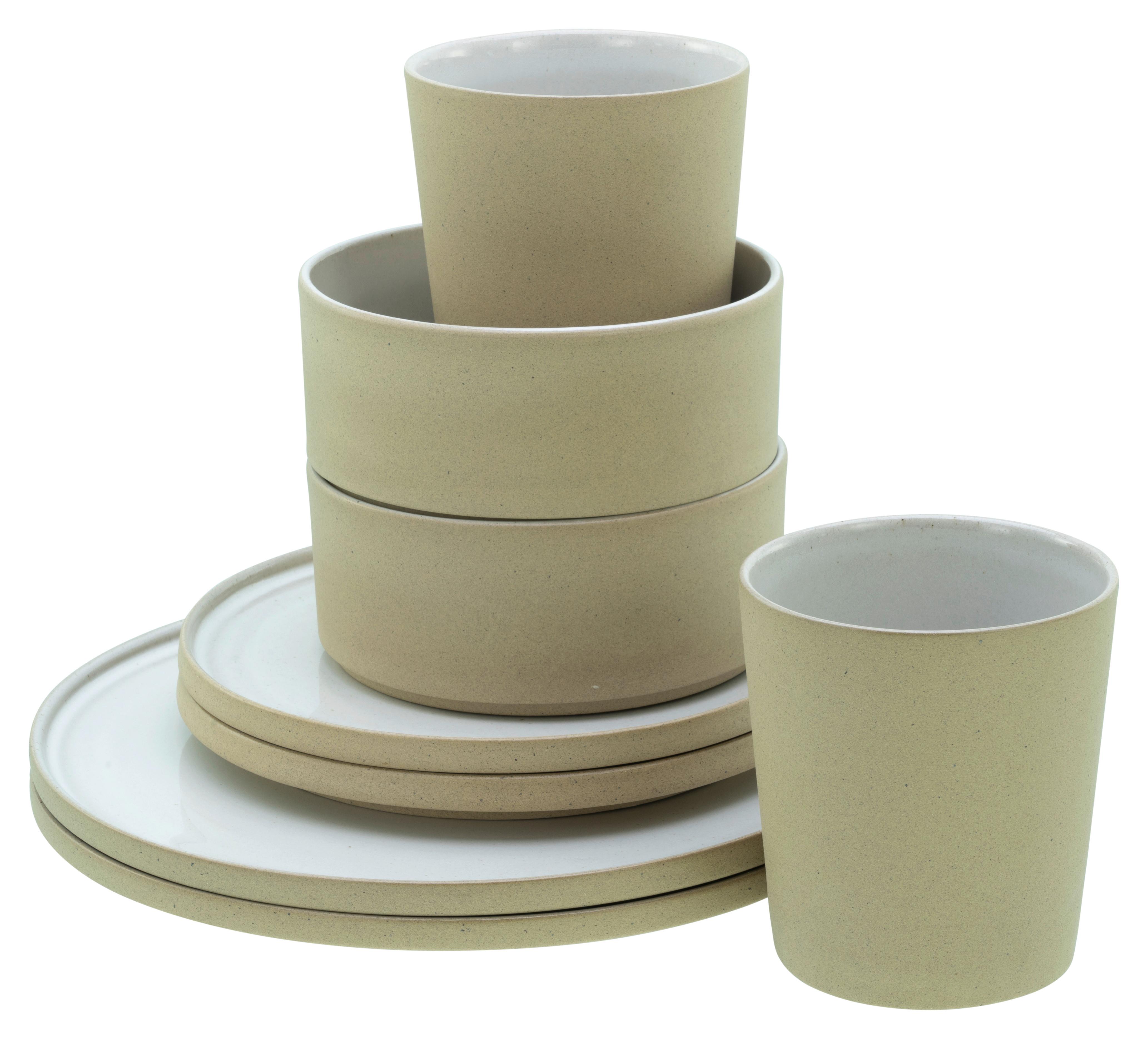 Kombinovaný servis FUTURO WHITE SAND, 8-dielna - piesková/biela, Trend, keramika - Creatable