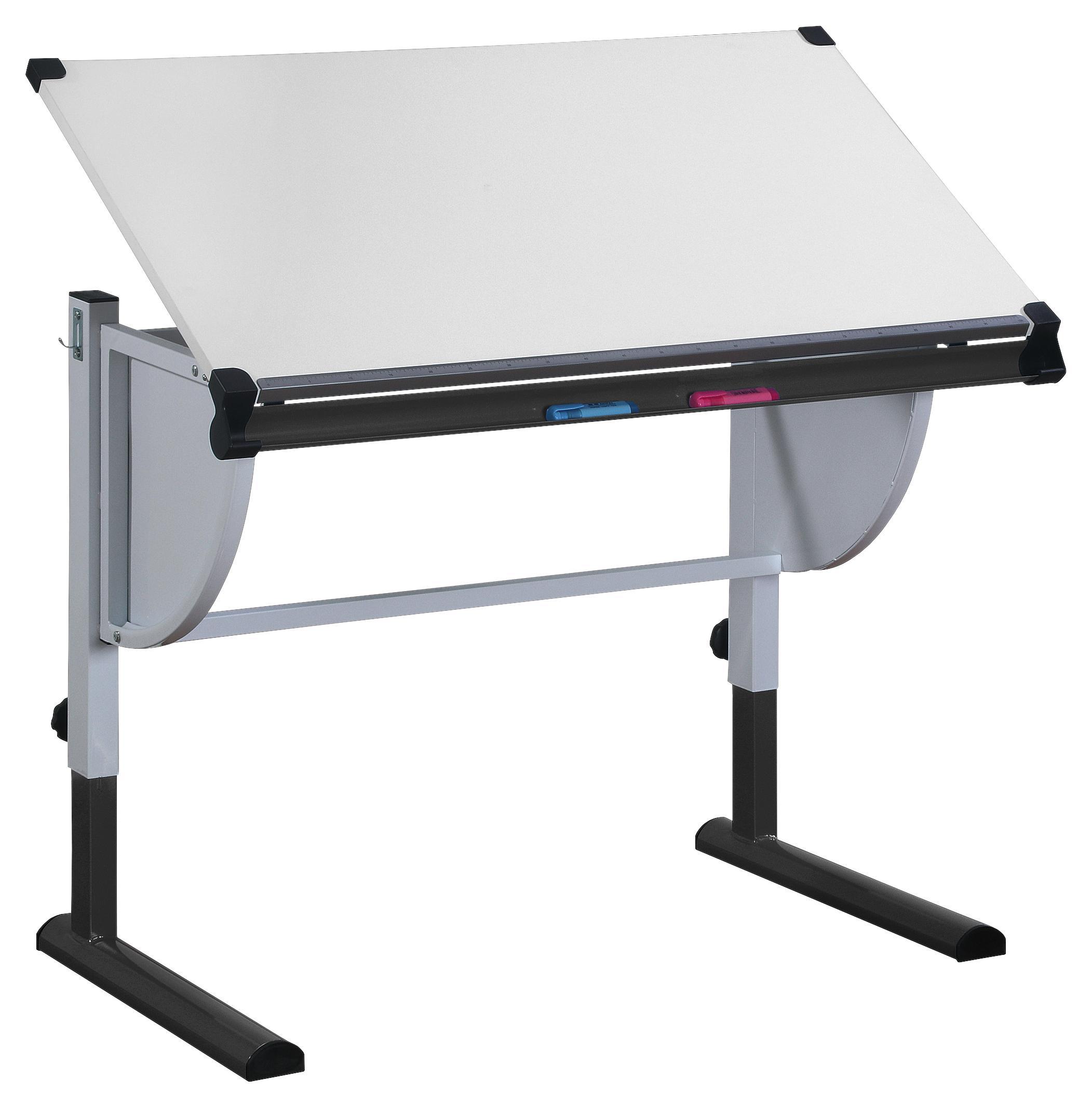 Íróasztal Petra B312054 - Szürke/Fehér, modern, Műanyag/Fém (110/63-93/60cm)