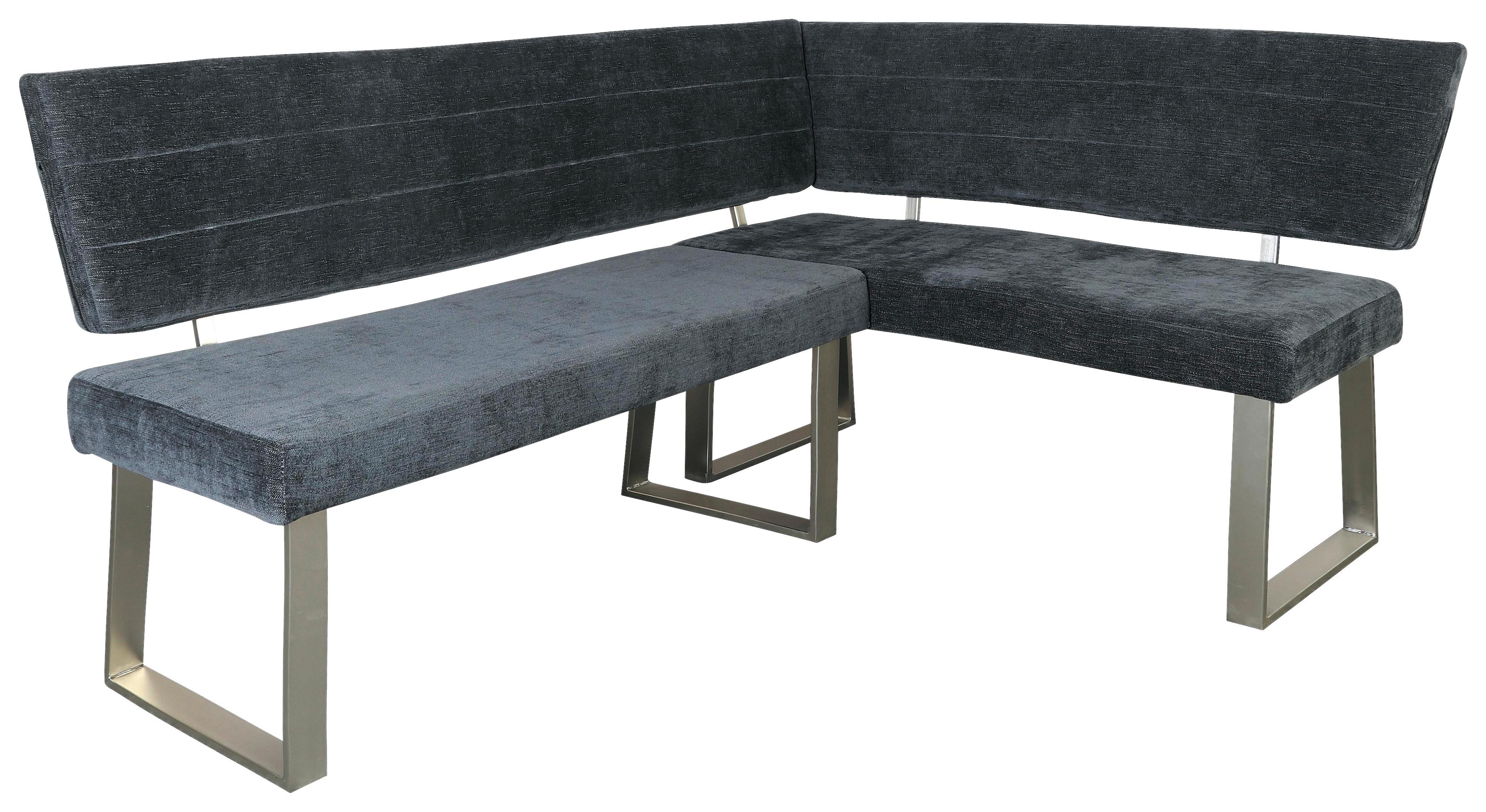 Eckbank Hausvik Dunkelgrau 187x142,5 cm - Dunkelgrau/Nickelfarben, MODERN, Textil/Metall (187/142,5cm) - MID.YOU
