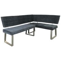 Eckbank Hausvik Dunkelgrau 187x142,5 cm - Dunkelgrau/Nickelfarben, MODERN, Textil/Metall (187/142,5cm) - MID.YOU