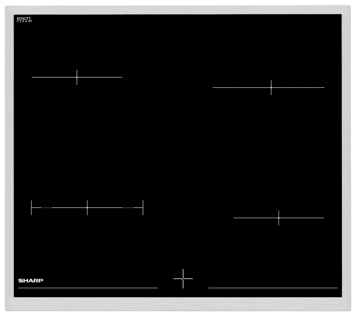 Einbauherd-Set K-62d19im0-Eu B: 59,5 cm Elektro-Glaskeramik - Edelstahlfarben/Schwarz, Basics (59,5/59,5/57,5cm) - Sharp