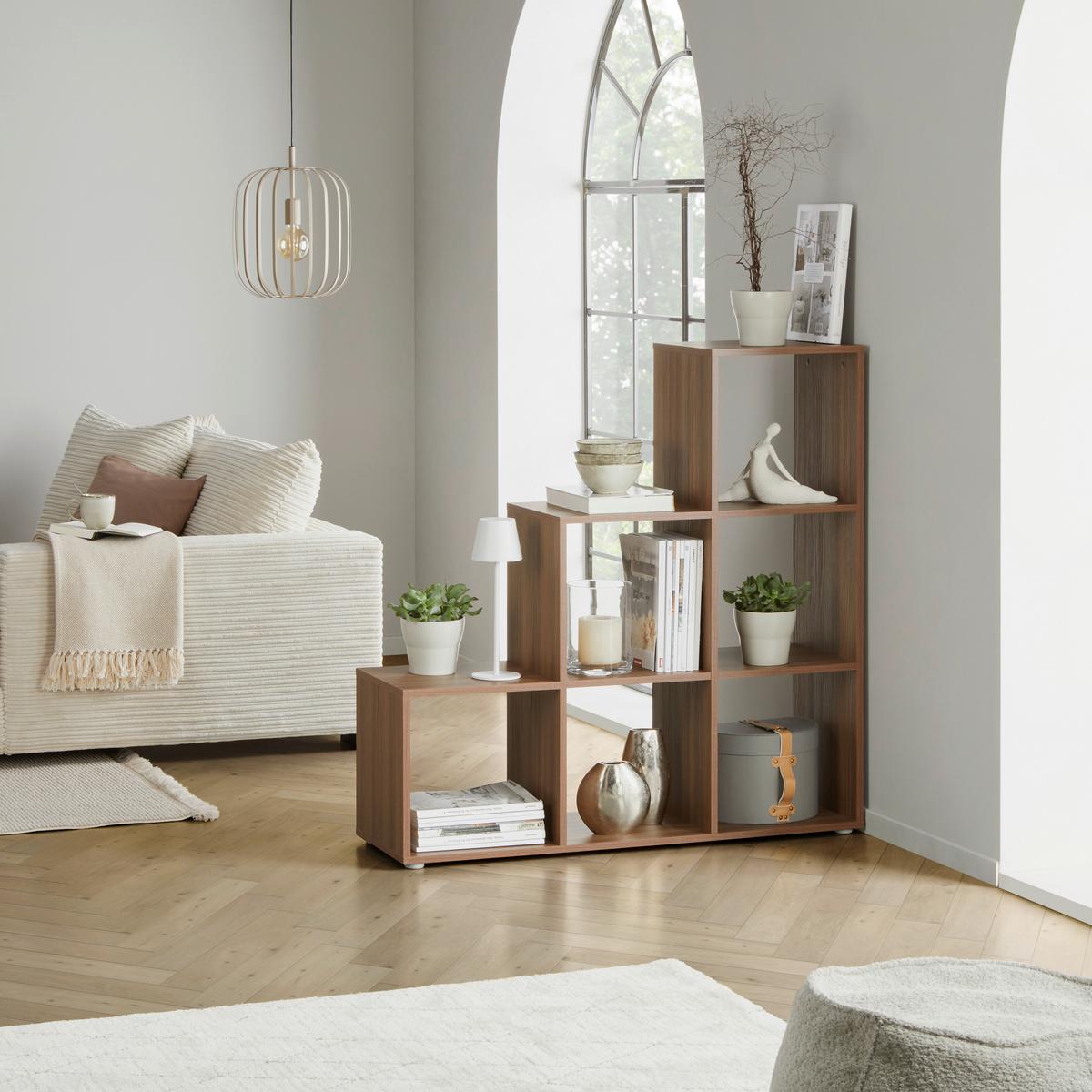 Raumteiler Pisa 3 - Walnussfarben, MODERN, Holzwerkstoff (112/113/35cm)