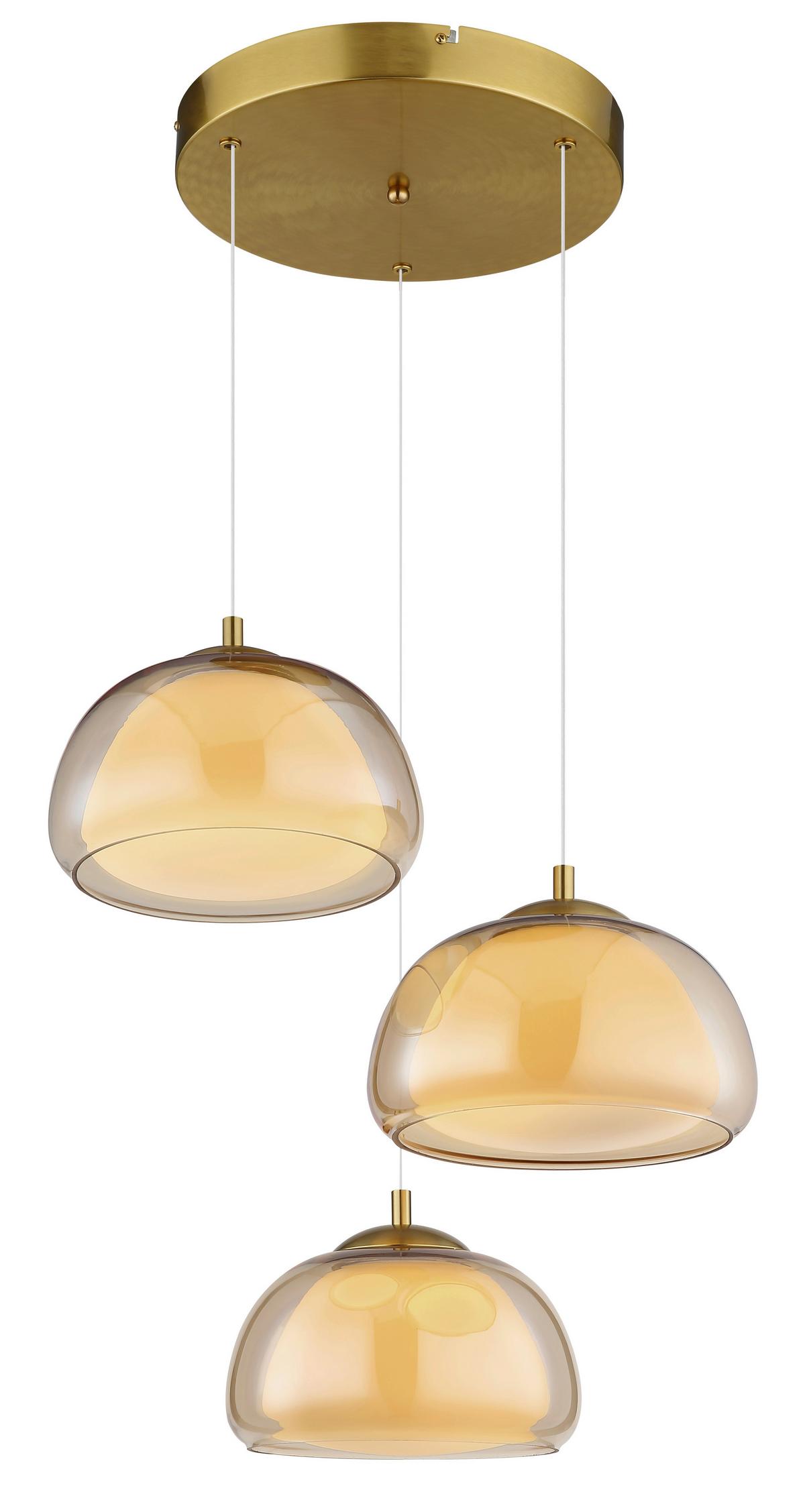 Hängeleuchte Avila Opal-/Farbglas ca. 50c150 cm - Transparent/Goldfarben, Design, Glas/Kunststoff (50/150cm) - Globo