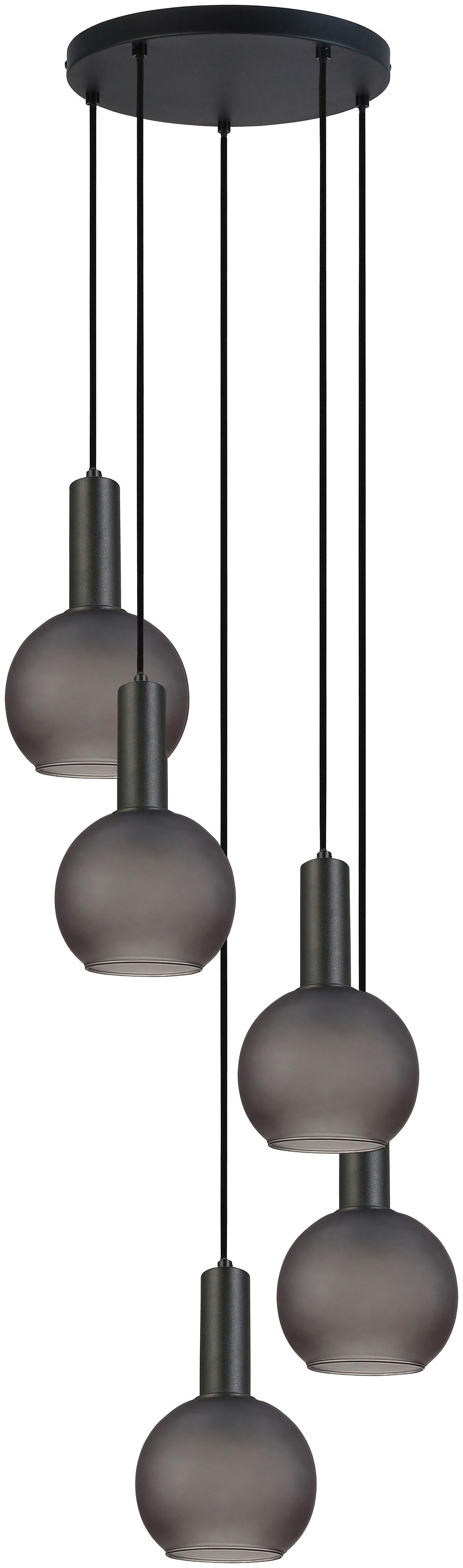 Függőlámpa Karla - fekete/szürke, Konventionell, Üveg/fém (42/120cm) - James Wood