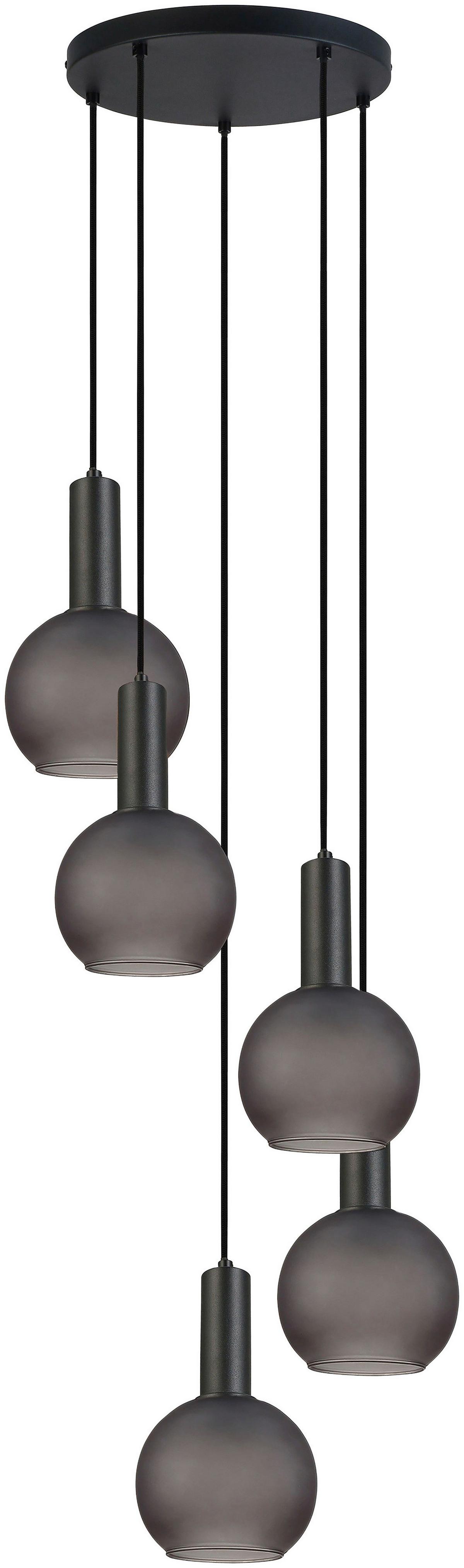 Függőlámpa Karla - fekete/szürke, Konventionell, Üveg/fém (42/120cm) - James Wood