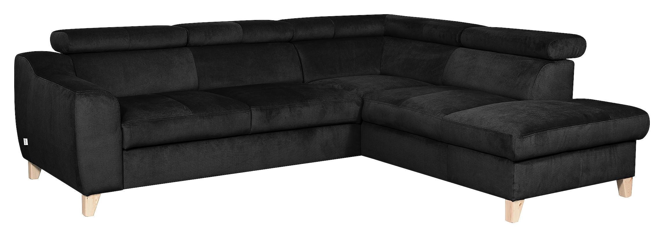 Ecksofa Aspen Mit Bettkasten Webstoff Schwarz 245x208 Cm - Buchefarben/Schwarz, Design, Textil (245/208cm) - Livetastic