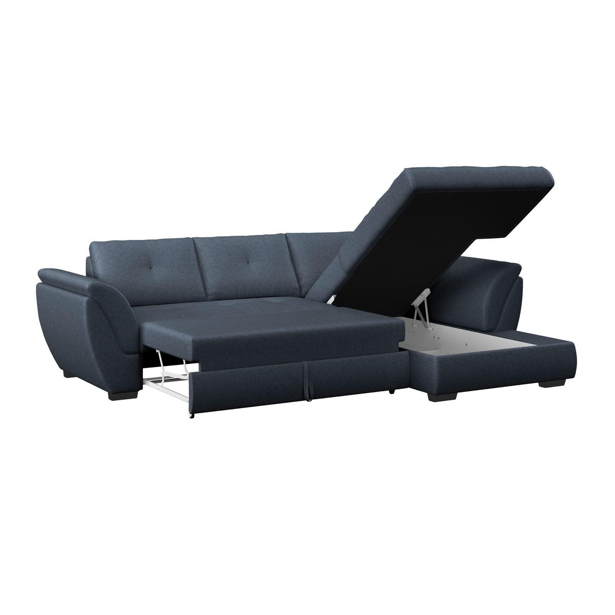 Ecksofa Berisso - Schwarz/Dunkelblau, Design, Textil (278/187cm) - Ondega