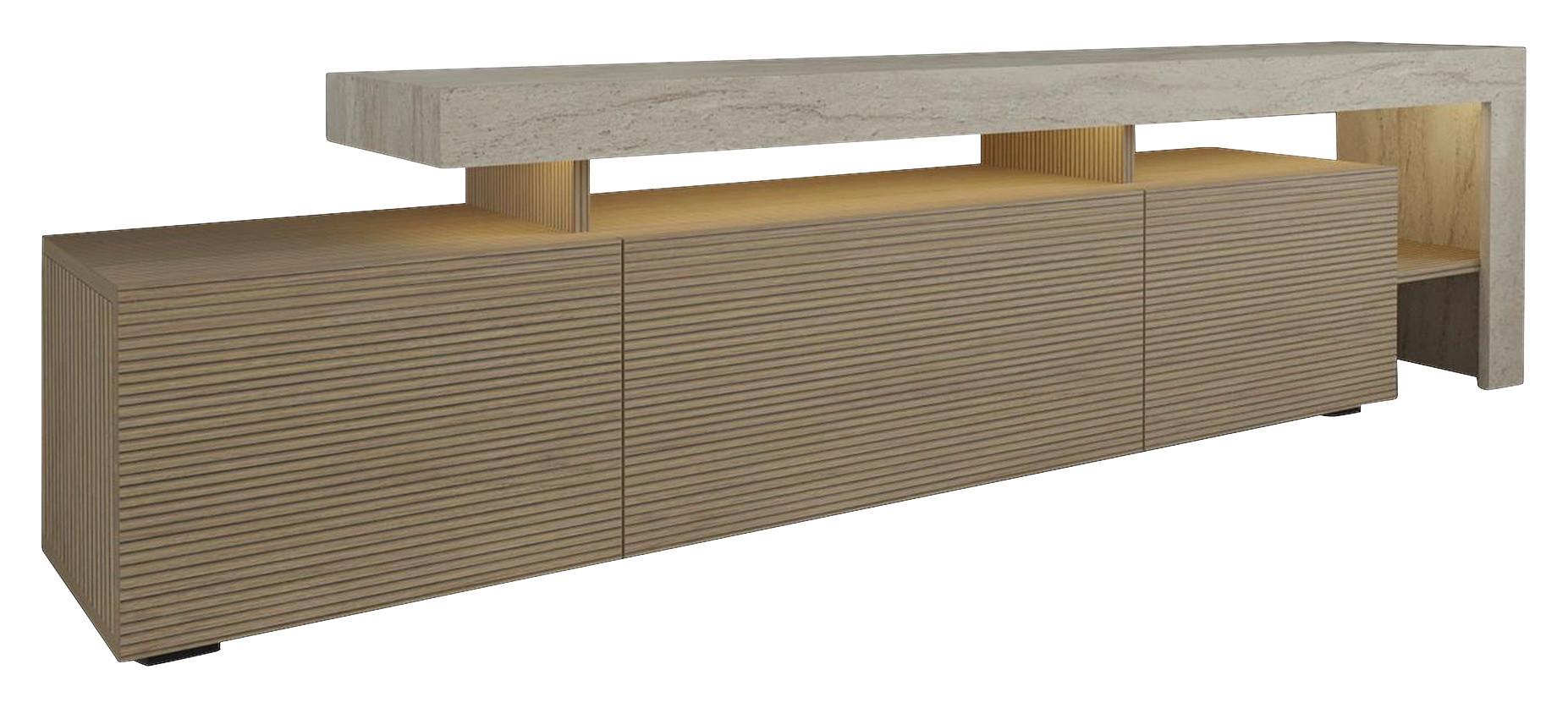 TV-ELEMENT Travertine/Eiche B: 192cm - Eichefarben/Beige, MODERN, Holzwerkstoff (192/53/37cm)