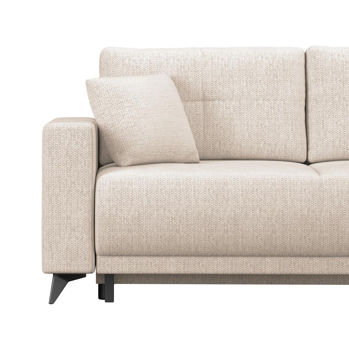 Ecksofa mit Schlaffunktion & Bettkasten Texas Beige - Beige/Schwarz, KONVENTIONELL, Holz (259/203cm)