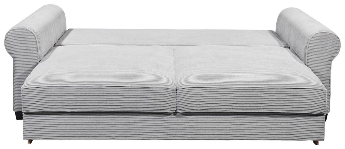3-sitzer-sofa Mit Schlaf- Funktion Angelina Grau Kord - Schwarz/Grau, Basics, Textil (250/95/125cm) - MID.YOU
