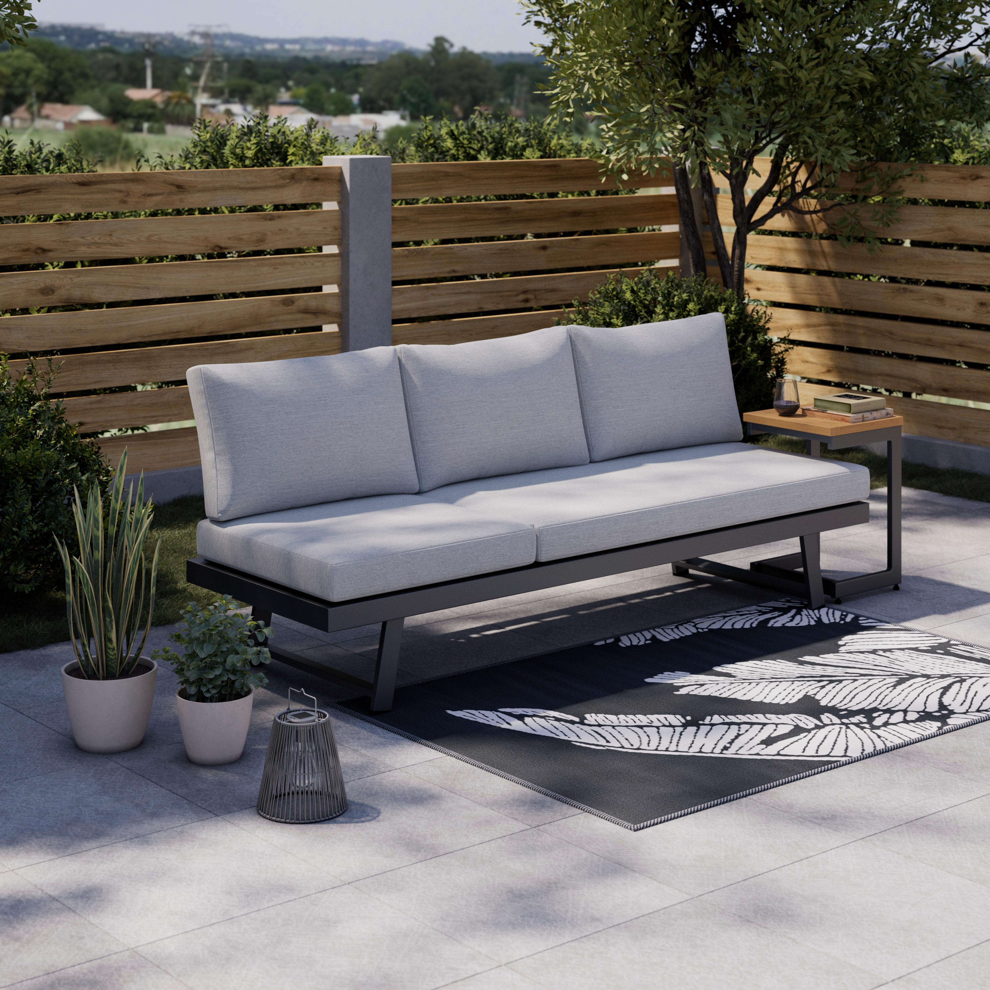 Záhradná lavica LOAN - sivá/antracitová, Modern, kov/drevo (210/84/78cm) - Bessagi Garden
