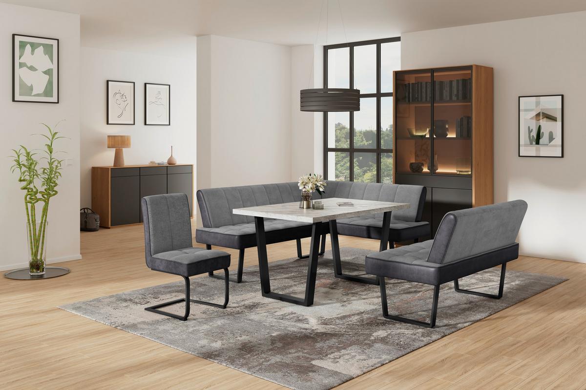 Eckbank Pag - Hellgrau/Schwarz, KONVENTIONELL, Textil/Metall (200/160cm) - MID.YOU