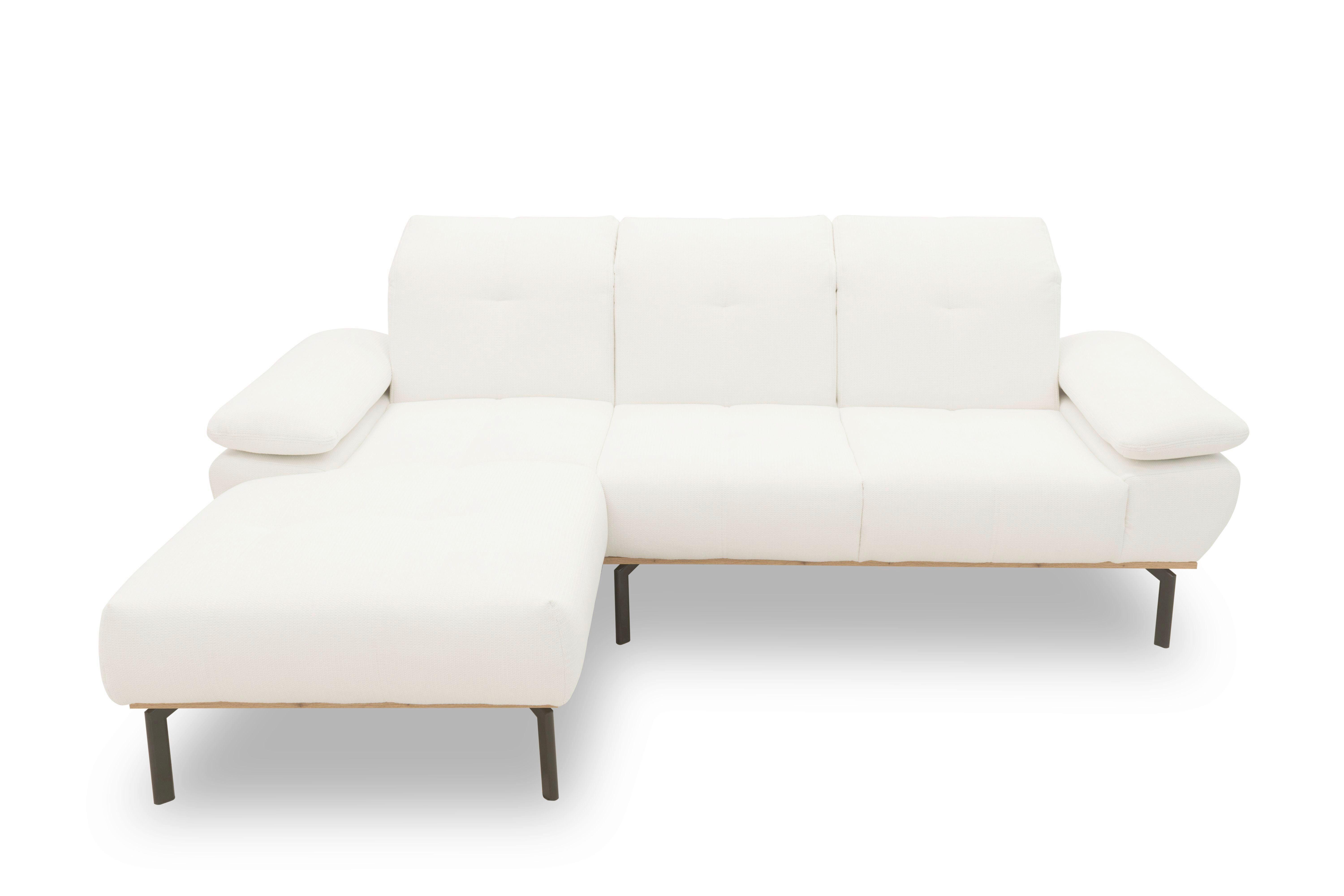 Ecksofa Weiß S: 242x170 cm - Wildeiche/Schwarz, Design, Holz/Textil (242/170cm) - MID.YOU