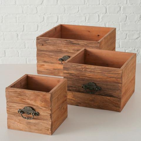 Skladovacie boxy LADA, drevo, 3 ks set - prírodná farba, Basics, drevo