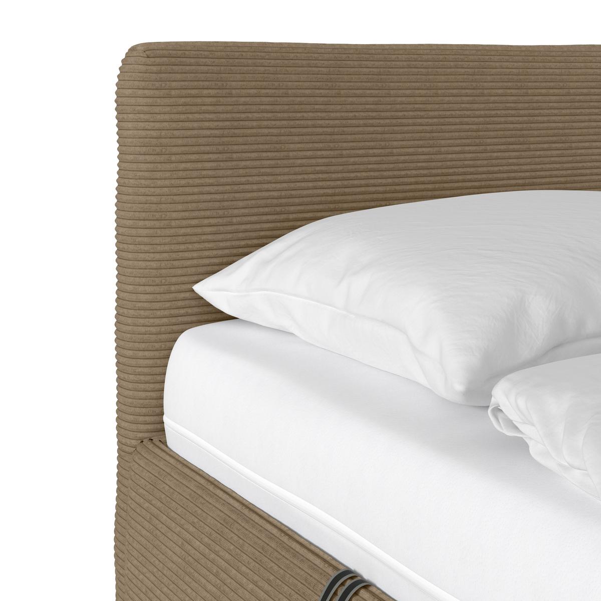 Polsterbett Lesia - Hellbraun/Chromfarben, KONVENTIONELL, Holzwerkstoff/Textil (180/200cm)