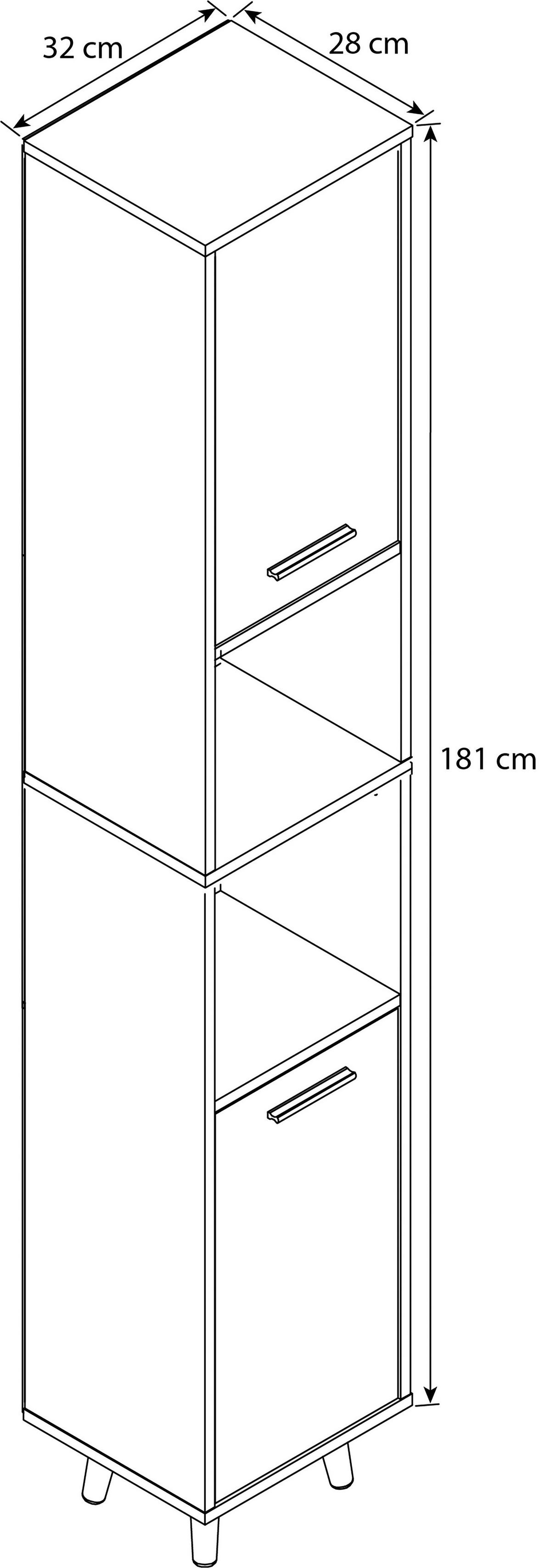 Hochschrank Landos - Honigeiche/Eichefarben, MODERN, Holzwerkstoff (32/181/28cm) - MID.YOU