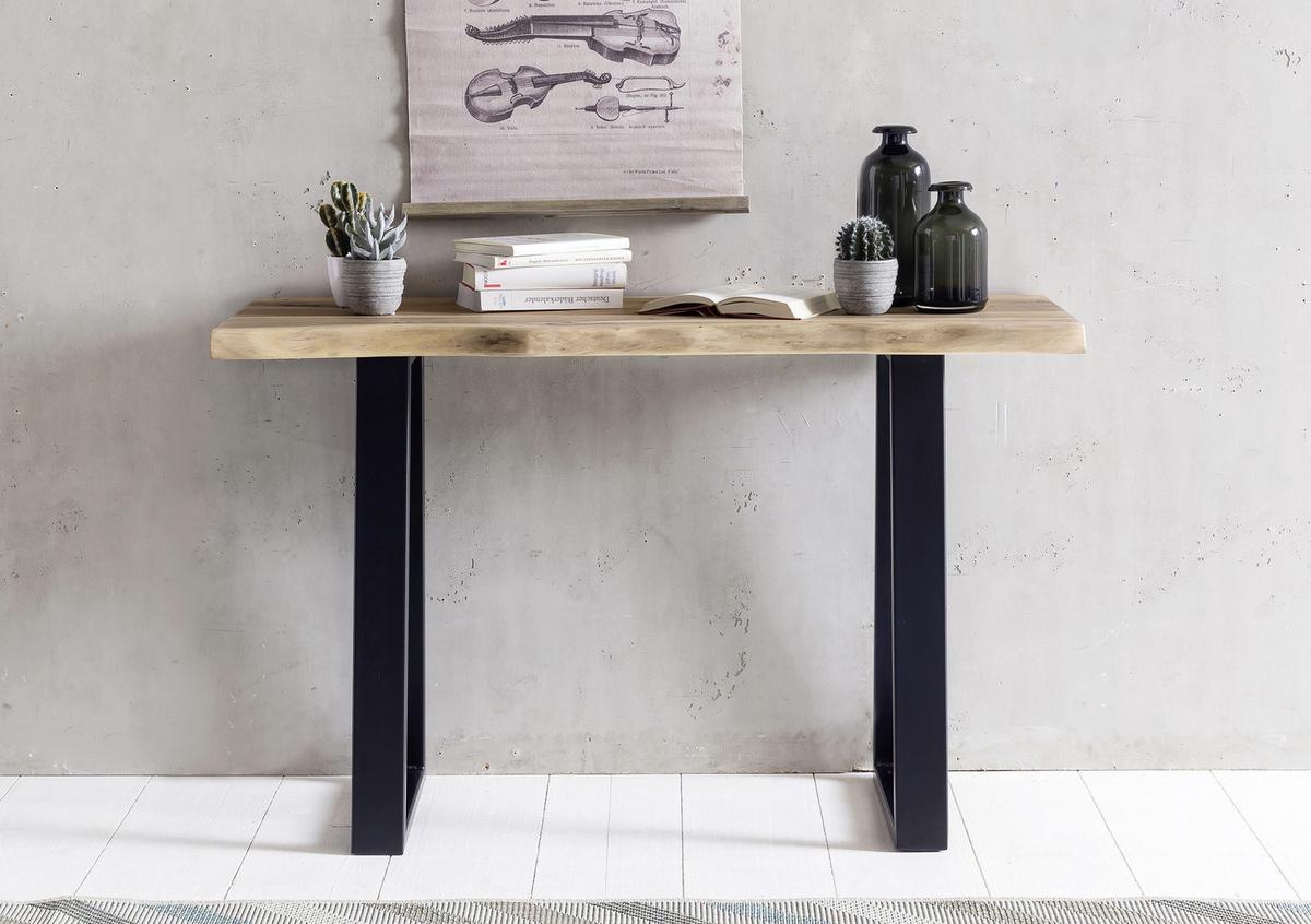 Stolík z masívneho dreva Gaya š: 120cm - čierna/farba akácie, Design, kov/drevo (120/45/75cm) - MID.YOU