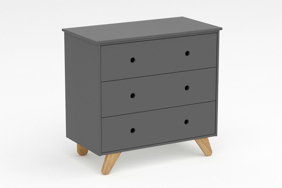 KOMMODE Grau B: 95cm - Naturfarben/Grau, Design, Holzwerkstoff (95/90/50cm) - Livetastic