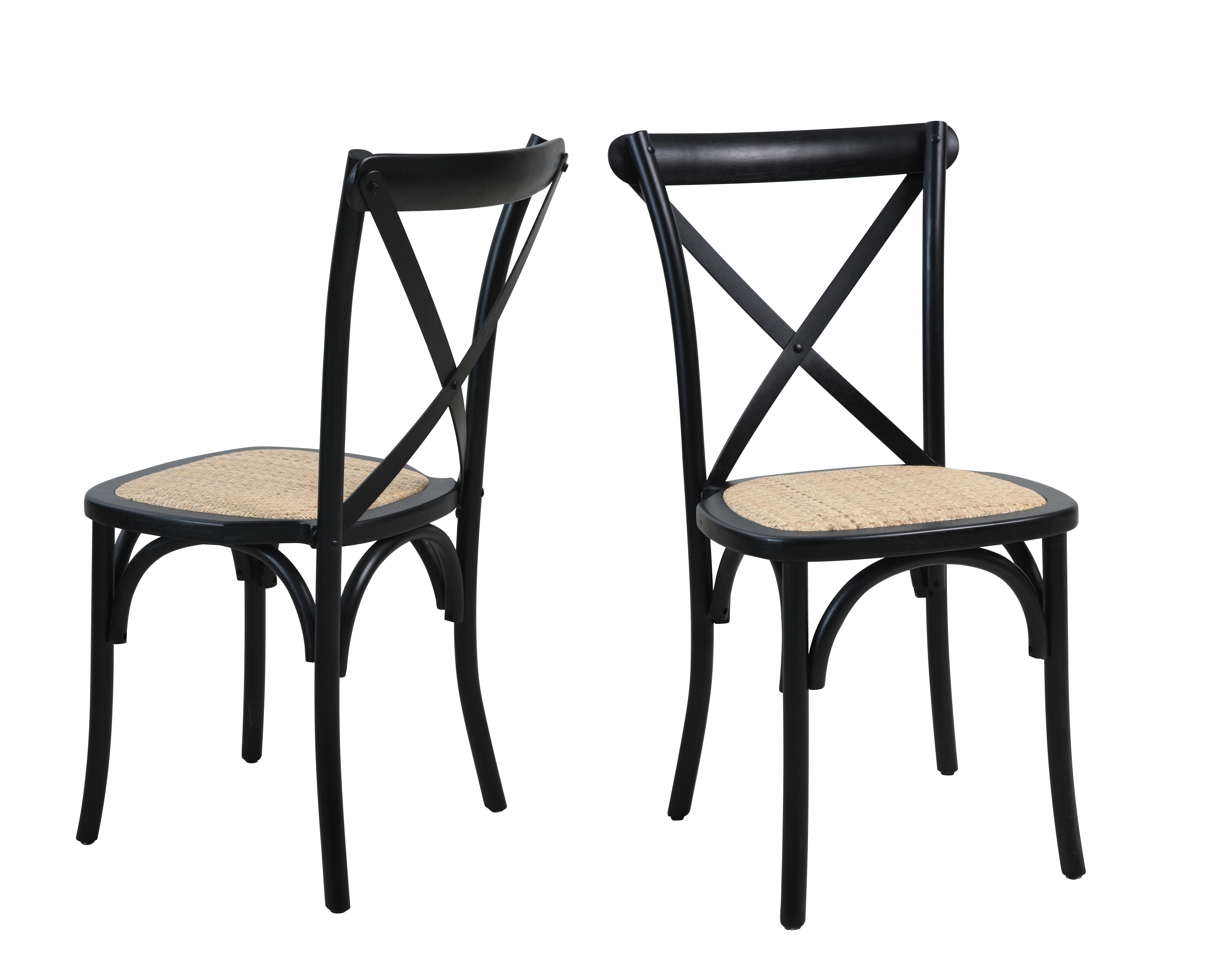 ARMLEHNSTUHL-SET Schwarz/Naturfarben 2-teilig - Schwarz/Naturfarben, MODERN, Holz (48/89/52cm) - MID.YOU