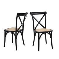 ARMLEHNSTUHL-SET Schwarz/Naturfarben 2-teilig - Schwarz/Naturfarben, MODERN, Holz (48/89/52cm) - MID.YOU
