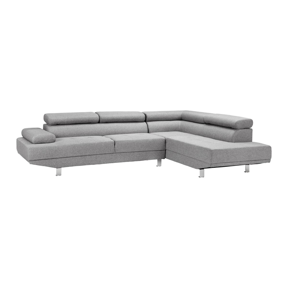 Sedací souprava EMELY, světle šedá - světle šedá/barvy chromu, Moderní, kov/dřevo (267/70/195cm) - Bessagi Home