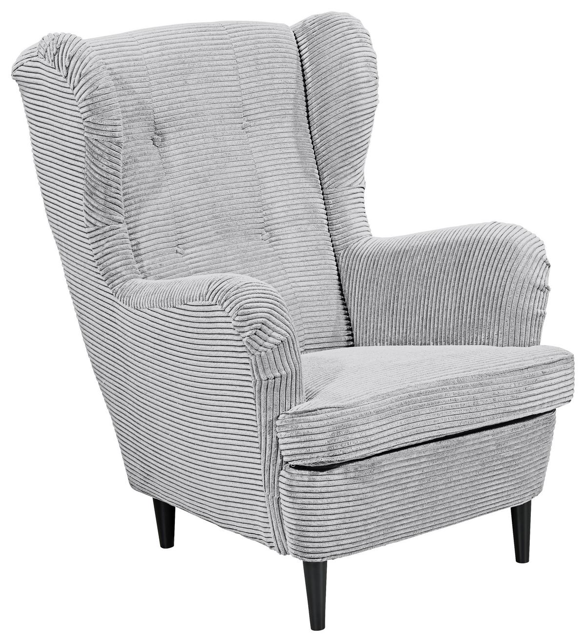 Ohrensessel Oskar Hellgrau B: 78 cm - Hellgrau/Schwarz, Basics, Textil (78/102/98cm) - MID.YOU