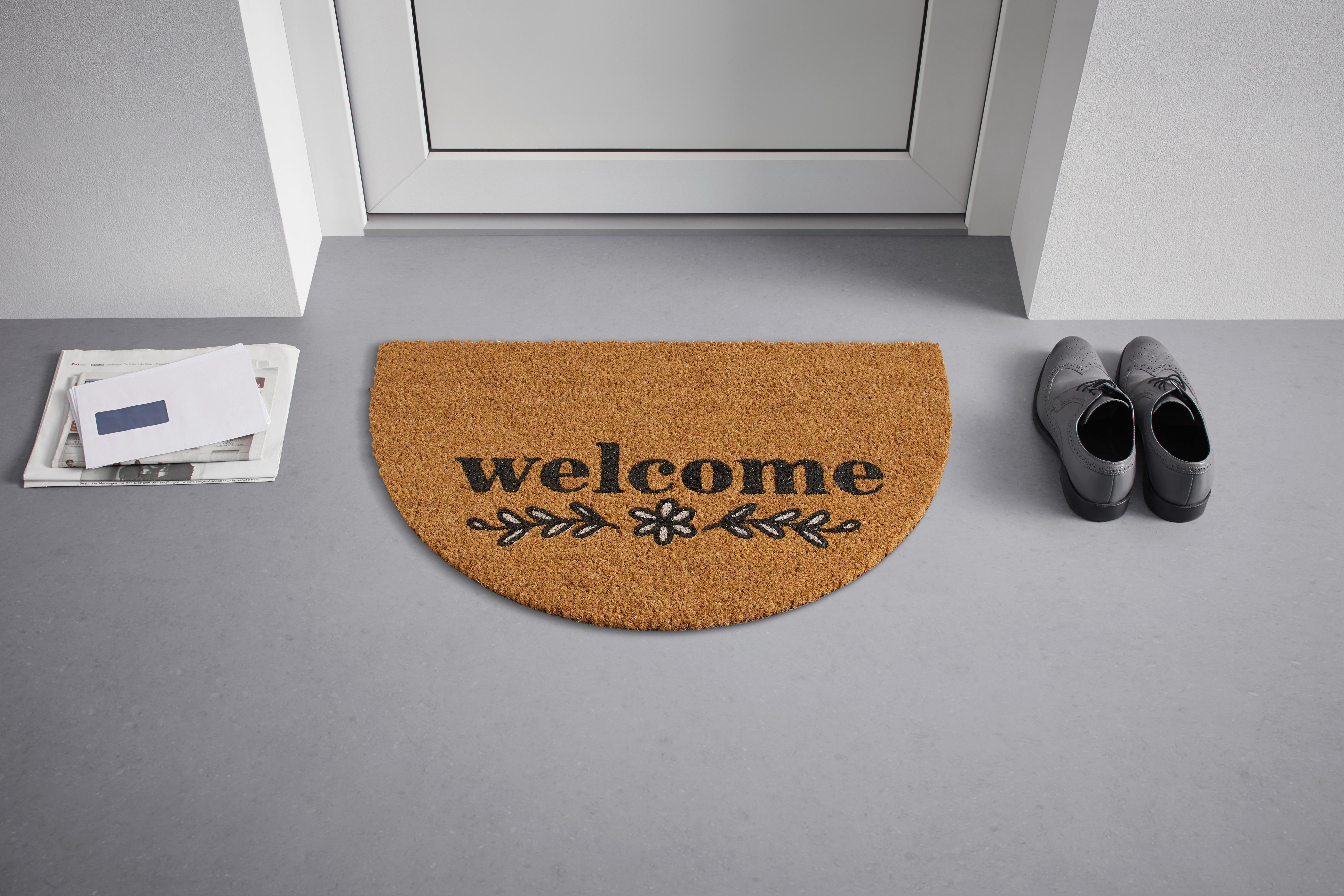 DVEŘNÍ ROHOŽKA Welcome Halbrund, 40/60cm - pískové barvy, Moderní, přírodní materiály (40/60cm) - Modern Living