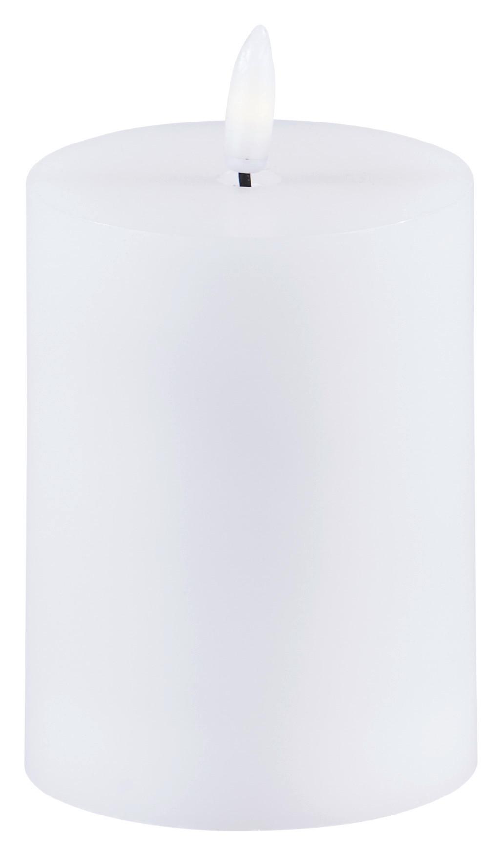 LED-Kerze Mara Weiß mit Timer, Ø/H: 7,5/12,8 cm - Weiß, Basics, Naturmaterialien/Kunststoff (7,5/12,8cm) - Luca Bessoni