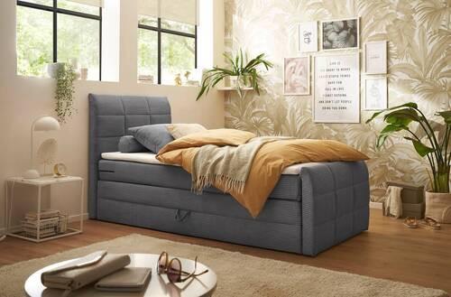 Boxspringbett Bolivia 6 - Dunkelgrau/Schwarz, MODERN, Holzwerkstoff/Textil (120/200cm) - MID.YOU