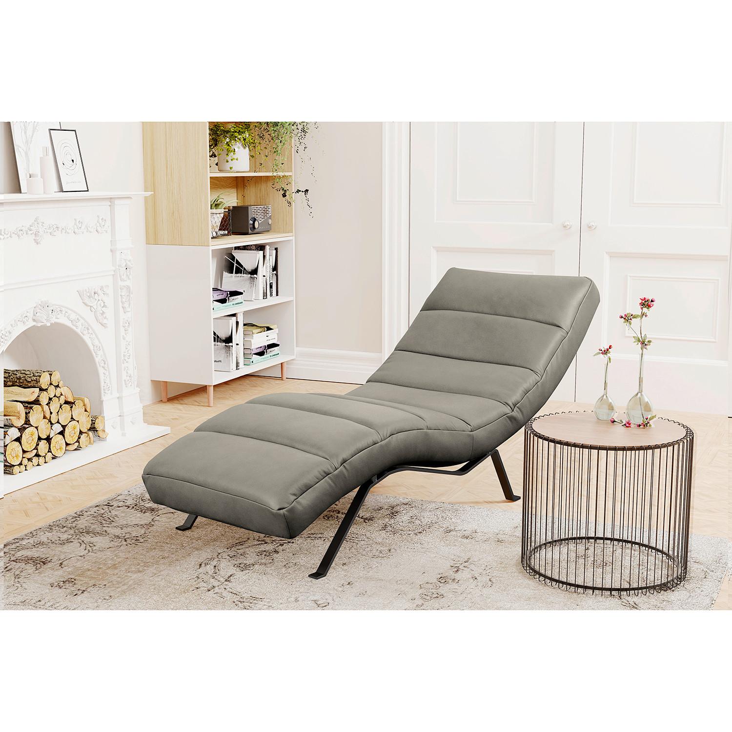 Relaxliege Swing Black Grau B: 65 cm - Schwarz/Grau, Design, Leder (65/65-95/171cm) - Livetastic