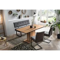 Tischgruppe Luise I G - Anthrazit/Eiche Artisan, MODERN, Holzwerkstoff/Textil (120-160/76/80cm) - MID.YOU