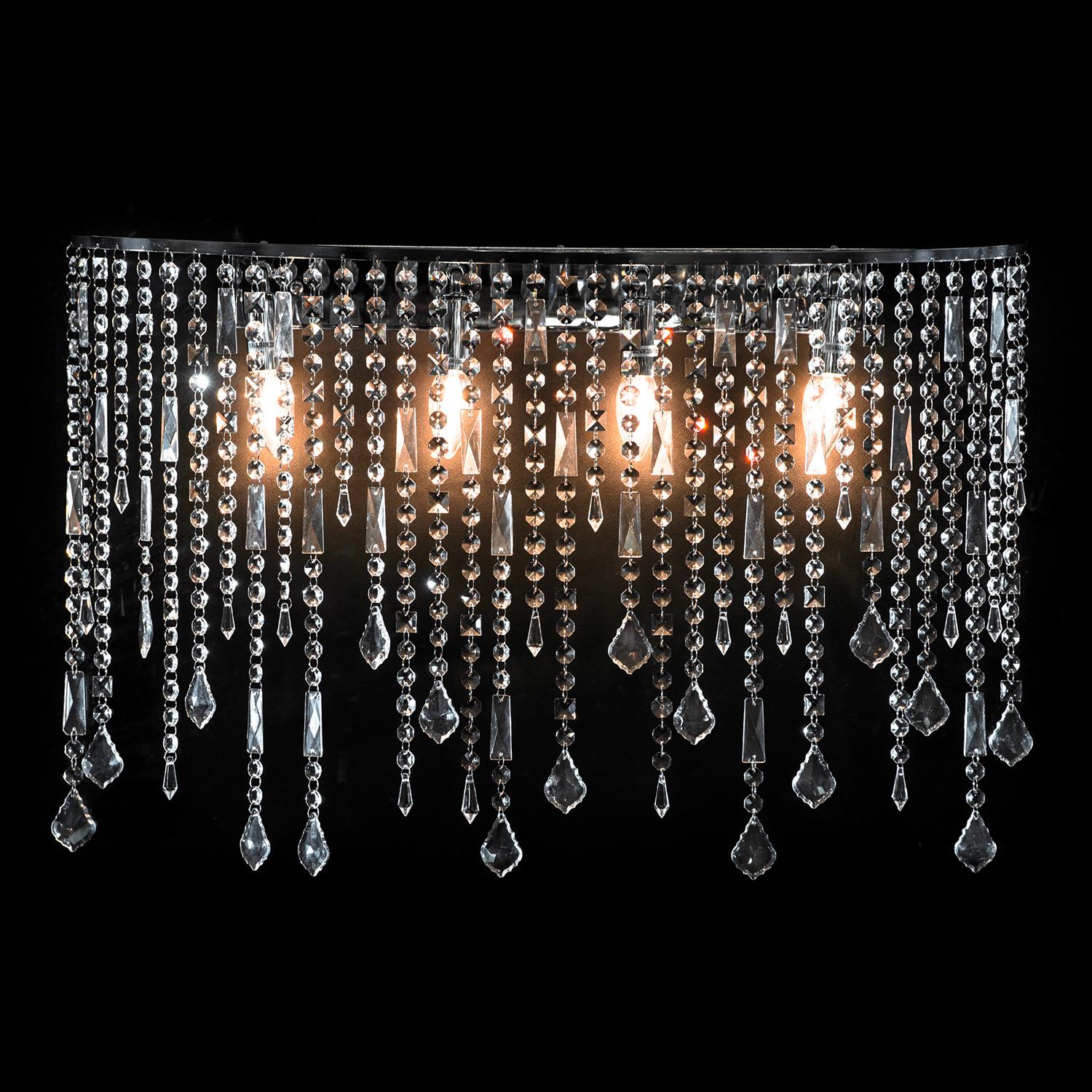 Wandleuchte Chromfarben B: 75 cm - Chromfarben, Design, Glas/Metall (75cm)
