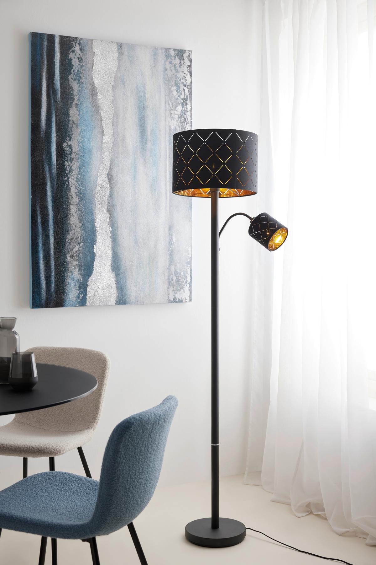 STOJACÍ LAMPA Manfried, 35/162cm - černá, Moderní, kov/textil (35/162cm) - Mömax