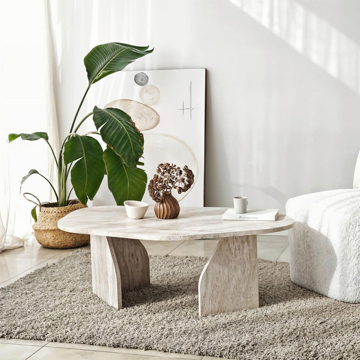 COUCHTISCH Travertine B: 100cm - Beige, MODERN, Holzwerkstoff (100/35/60cm)