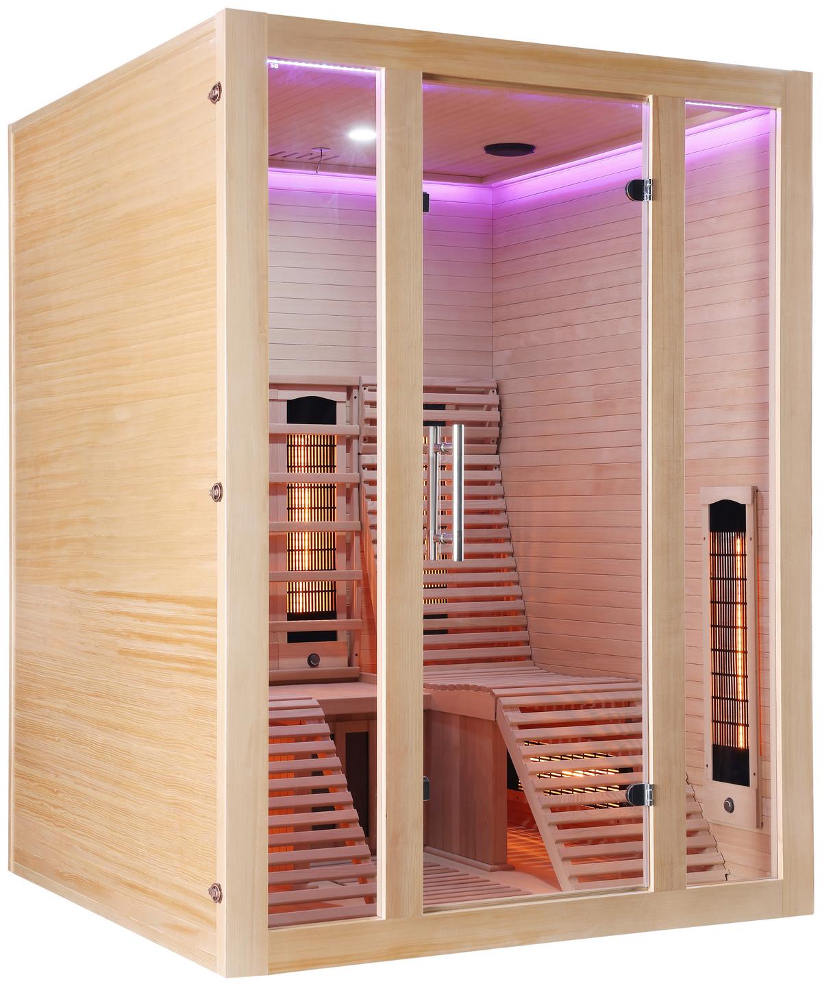 Infrarotkabine 2 Personen Bxhxt: 150x200x150 Cm + Glastür - Braun, Basics, Holz (150/200/150cm) - Sanotechnik