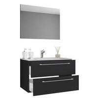 Badezimmer Badinos 3-teilig Schwarz B: 80 Cm - Schwarz/Weiß, MODERN, Keramik/Holzwerkstoff (80cm) - MID.YOU
