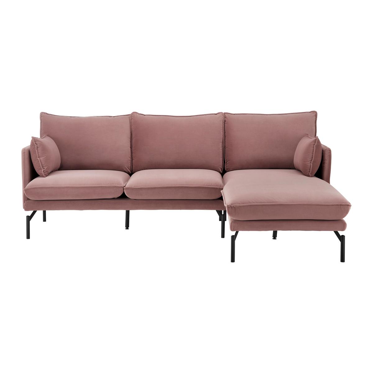 Sedací souprava ROSA ružová - růžová/černá, Moderní, kov/textil (226/84/163cm) - Bessagi Home