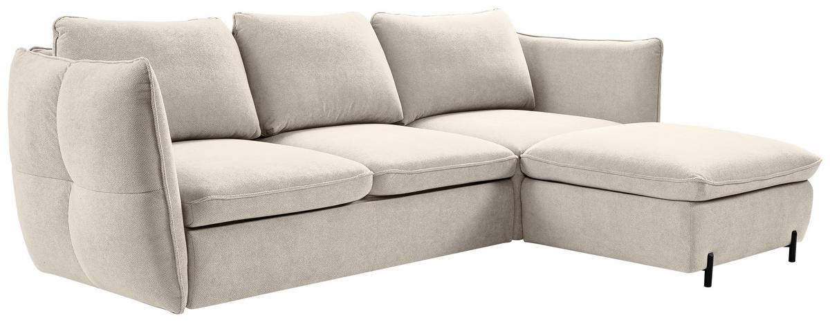 Ecksofa Baloo, Beige S: 262x178 cm - Beige/Schwarz, MODERN, Textil (262/178cm) - MID.YOU