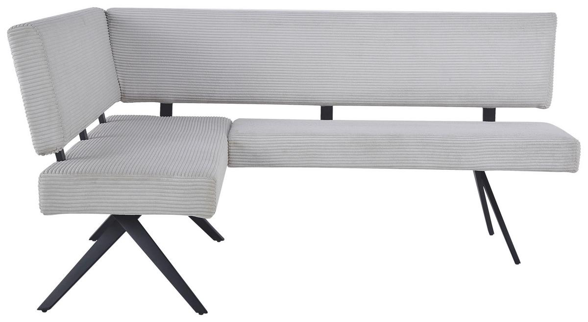 Eckbank Chios Cord Beige, S: 150x190 cm - Beige/Schwarz, KONVENTIONELL, Textil/Metall (190/150cm) - MID.YOU