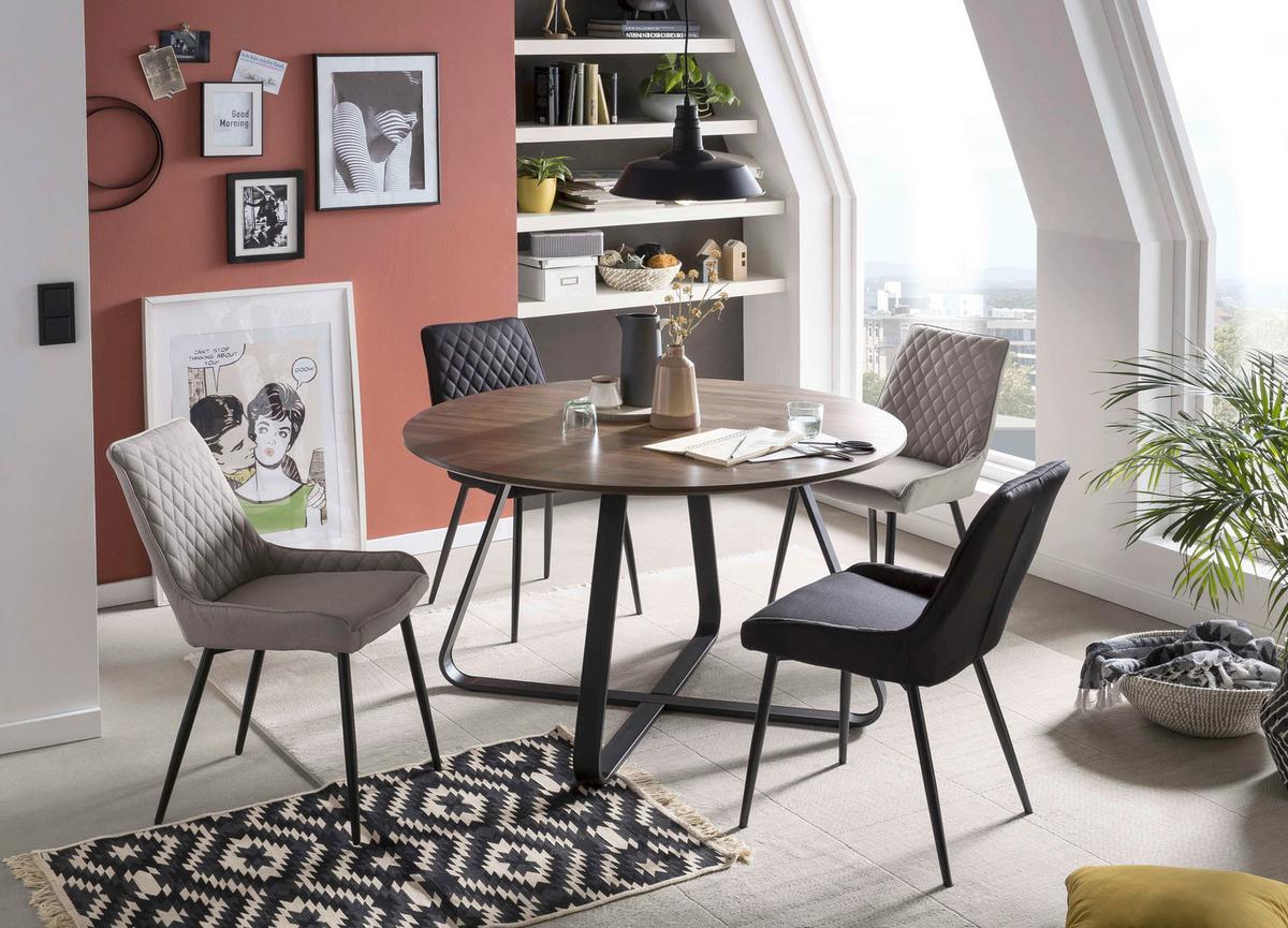 Stuhl-set Hellgrau, B: 52cm - Hellgrau/Schwarz, Design, Textil/Metall (52/86/56cm) - Livetastic