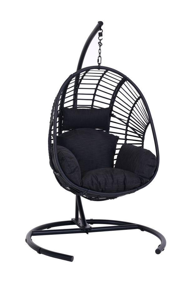 Závesné Kreslo Esila - čierna, Moderný, kov/textil (120/184/118cm) - Modern Living