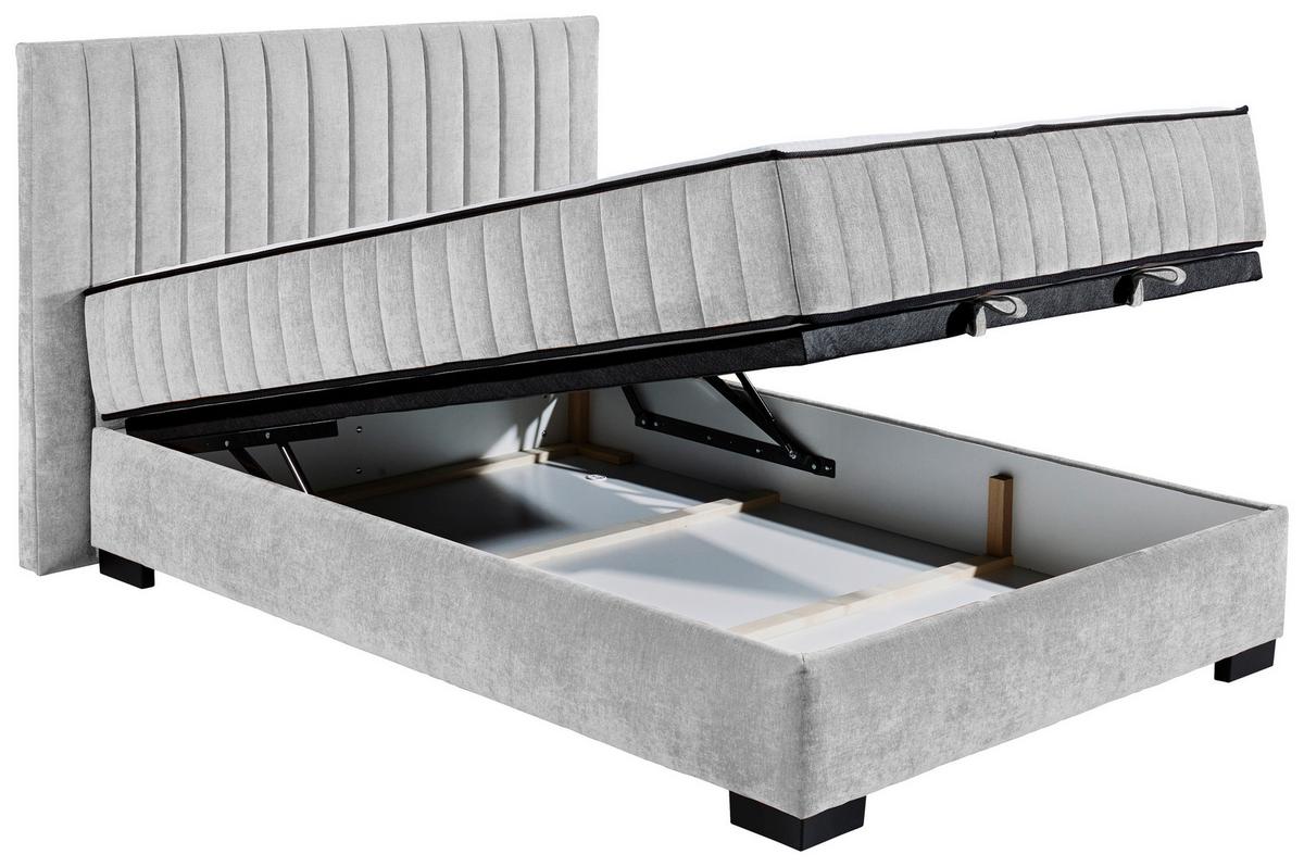 Boxbett Nagol C - Hellgrau/Schwarz, MODERN, Holzwerkstoff/Textil (140/200cm) - MID.YOU